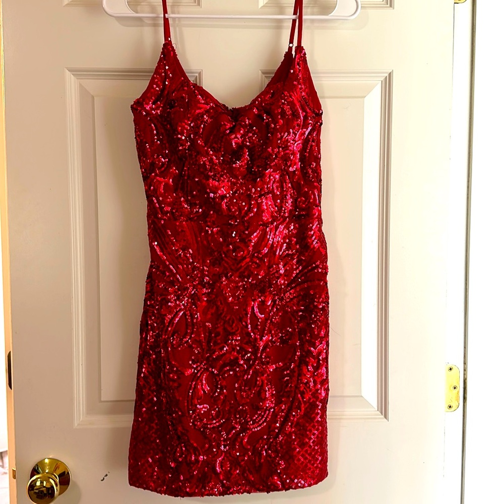 Red Sequined Holiday Party dress, women’s medium.